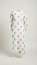 White Cotton Kurti with Floral Chikankari